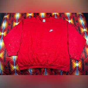 Vintage Nike Sweatshirt Mens Size XL Red 90s Crewneck White Tag Swoosh Active